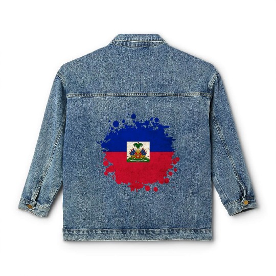 Haiti flags blob Classic Women's Denim Jackets