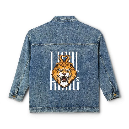 Black and Orange Illustrated Lion King Classic Women's Denim Jackets