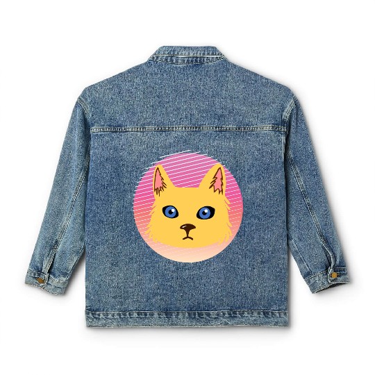 90s Retro Cat Classic Women's Denim Jackets