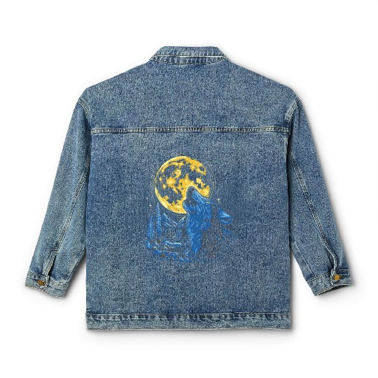 Wolf Moon Forest Wolves Nature Nature Liever Full Classic Women's Denim Jackets