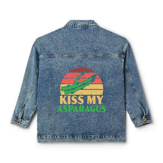 Kiss My Asparagus Lover Vegan Vegetable Vegetarian Classic Women's Denim Jackets