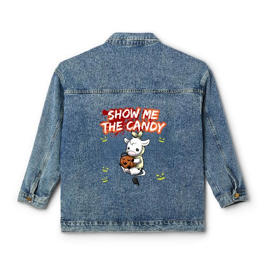 Show Me The Candy Halloween Costume Trick Or Treat Classic Women's Denim Jackets