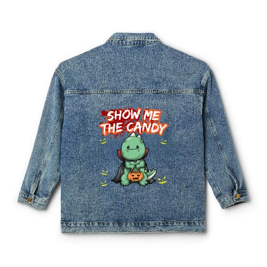 Show Me The Candy Halloween Costume Trick Or Treat Classic Women's Denim Jackets
