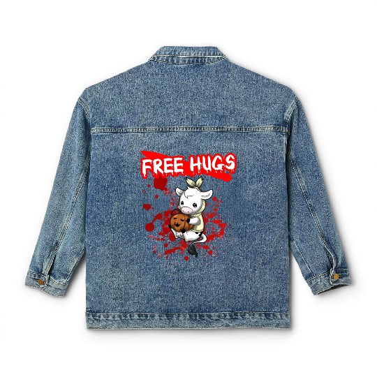 Free Hugs Halloween Sarcasm Scary Creepy Costume Classic Women's Denim Jackets