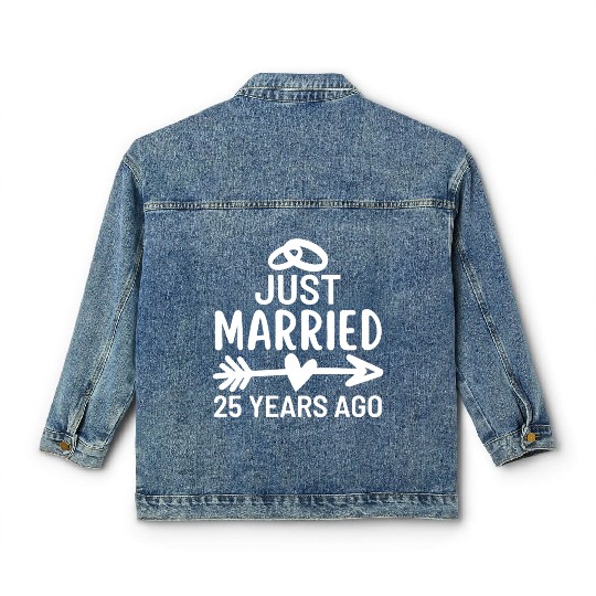 Just Married 25 Years Ago Wedding Anniversary Classic Women's Denim Jackets
