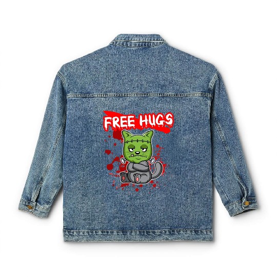 Free Hugs Halloween Sarcasm Scary Creepy Costume Classic Women's Denim Jackets