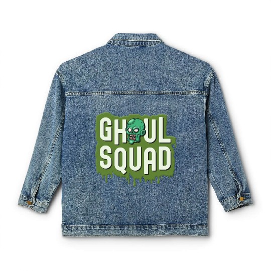 Ghoul Squad Creepy Scary Zombie Cute Halloween Classic Women's Denim Jackets