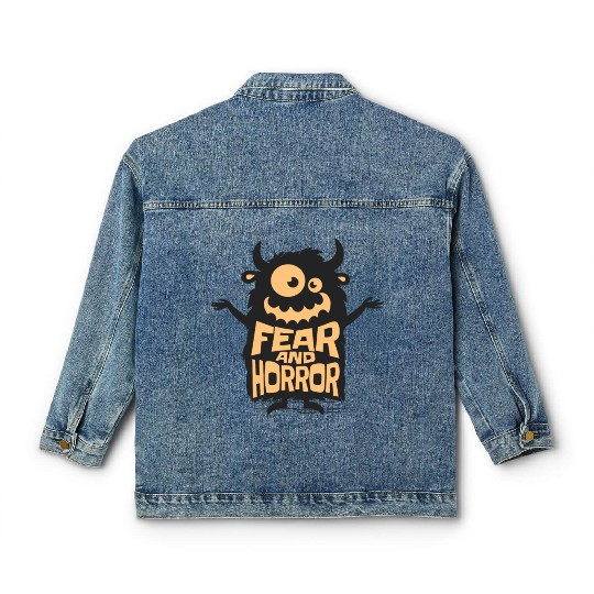 Crazy Monster Halloween Fear and Horror Design Classic Women's Denim Jackets