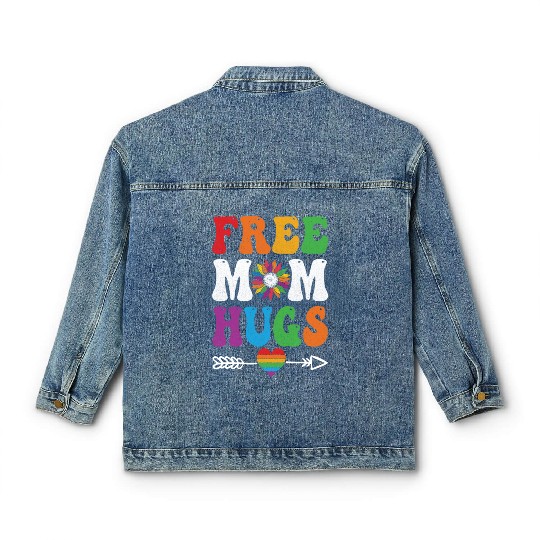 Free Mom Hugs Classic Women's Denim Jackets Sunflower Rainbow Heart LGBT