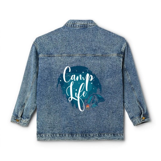 Camping Camper Present Nature Lover Van Classic Women's Denim Jackets
