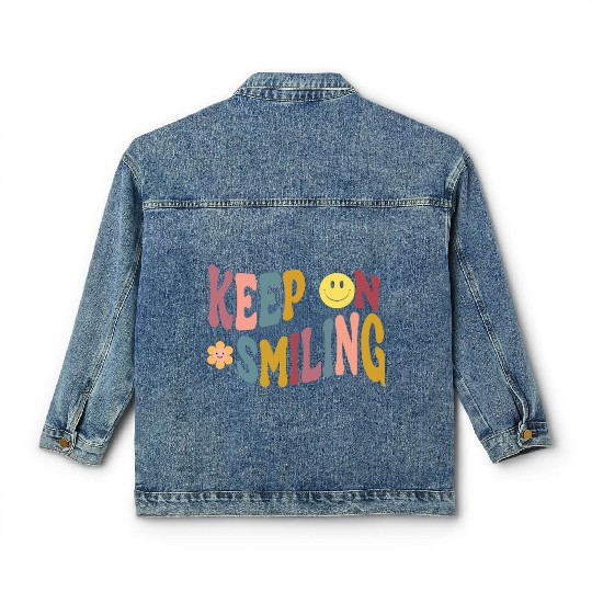 Keep On Smiling Trendy Oversized Vintage Women's Classic Women's Denim Jackets