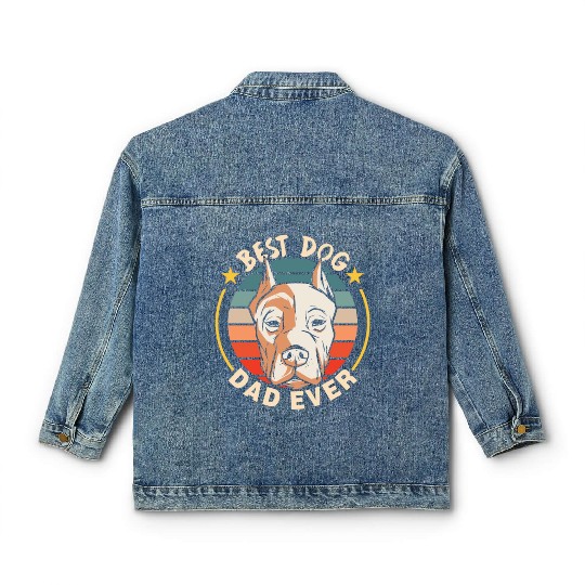 Best Dog Dad Ever Daddy Father Father's Day Classic Women's Denim Jackets