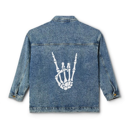 Happy Halloween Skeleton Hand FunnyTrick or treat Classic Women's Denim Jackets