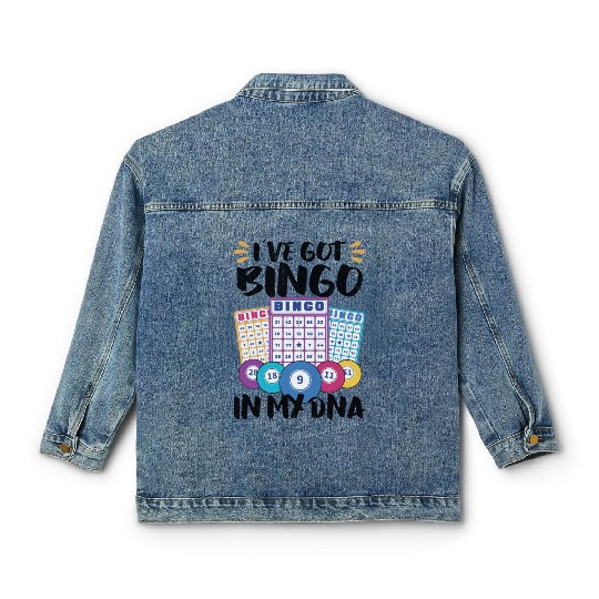 Bingo Card Game Grandma Bingo Player Bingo Cards Classic Women's Denim Jackets