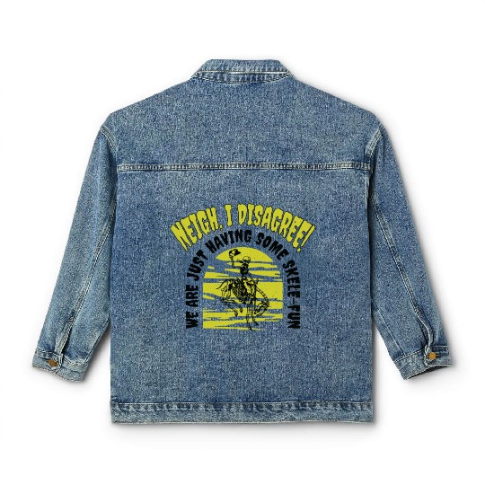 Halloween Cowboy Skeleton Fun Horse Riding Classic Women's Denim Jackets