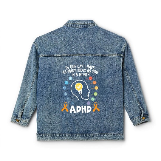 ADHD Warrior Embrace Neurodiversity ADHD Awareness Classic Women's Denim Jackets