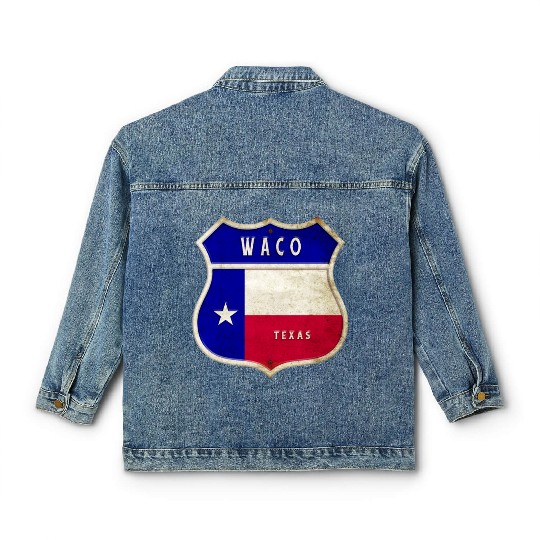 Waco Texas crest flags design Classic Women's Denim Jackets