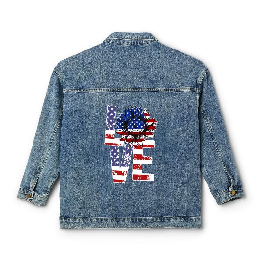 Love Sunflower USA 4th of July Pride Classic Women's Denim Jackets