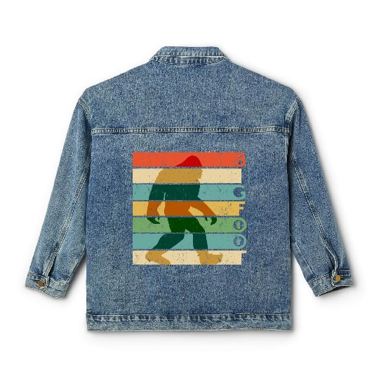 Bigfoot Retro Vintage Sasquatch Yeti Rainbow Classic Women's Denim Jackets