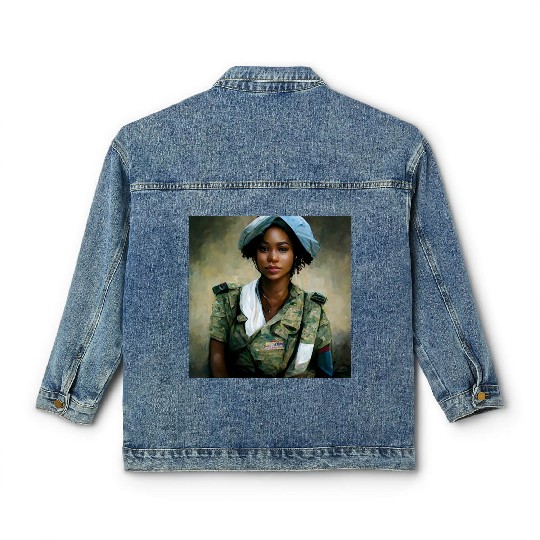 Beautiful US army combat medic painting Classic Women's Denim Jackets