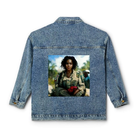 Beautiful US army combat medic painting Classic Women's Denim Jackets