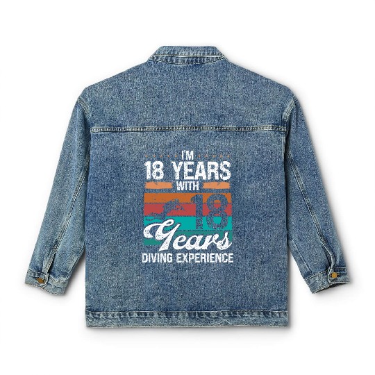 36 Birthday Idea Scuba Diving 36 Year Old Diver Classic Women's Denim Jackets