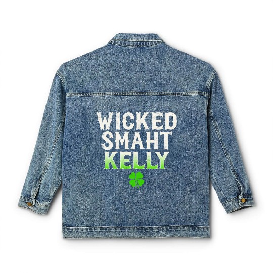 Wicked Smaht Kelly Clan Boston Irish Slang Classic Women's Denim Jackets