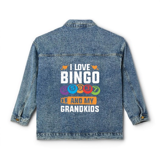 I Love Bingo And My Grandkids Funny Bingo Classic Women's Denim Jackets