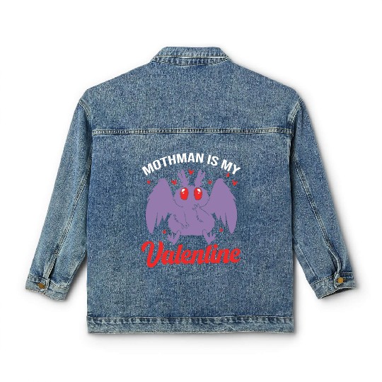 Funny Valentines Day Cryptid Cute Mothman Classic Women's Denim Jackets