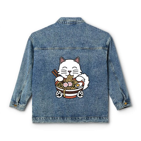 Persian Cat Ramen Noodles Classic Women's Denim Jackets