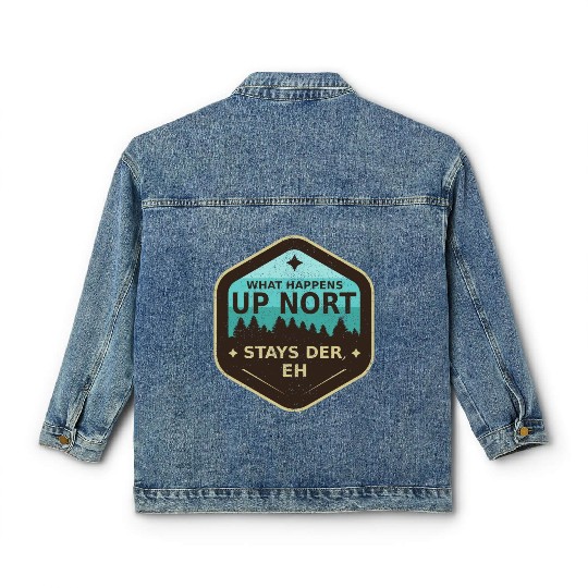 W Happens Up Nort Stays Der Upper Peninsula Michig Classic Women's Denim Jackets