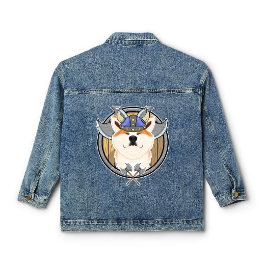 Akita Inu I Valhalla I Viking Classic Women's Denim Jackets