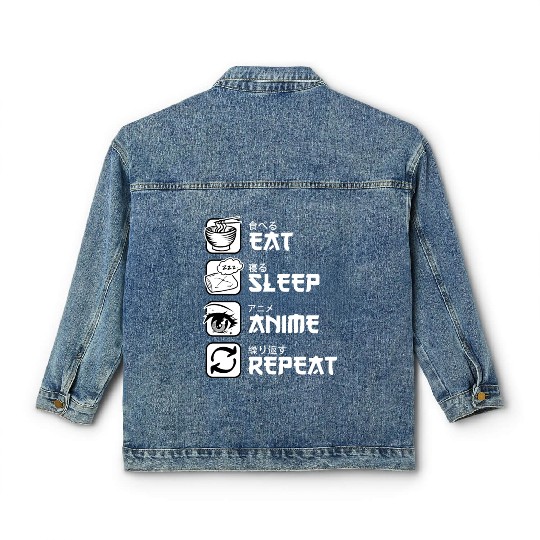 Eat Sleep Anime Repeat Japan Manga Classic Women's Denim Jackets