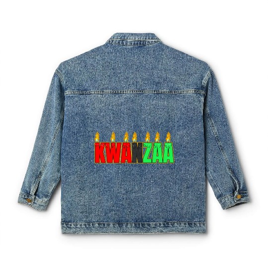 Afro American Candle Kinara Kwanzaa Classic Women's Denim Jackets