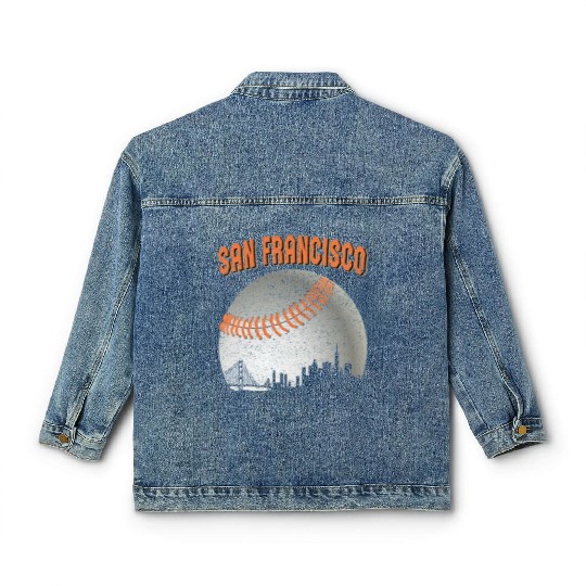 San Francisco Vintage Skyline Baseball For Gameday Classic Women's Denim Jackets