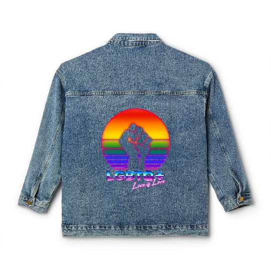 LGBTQ+ Love is Love Pride 80s Sunset Classic Women's Denim Jackets