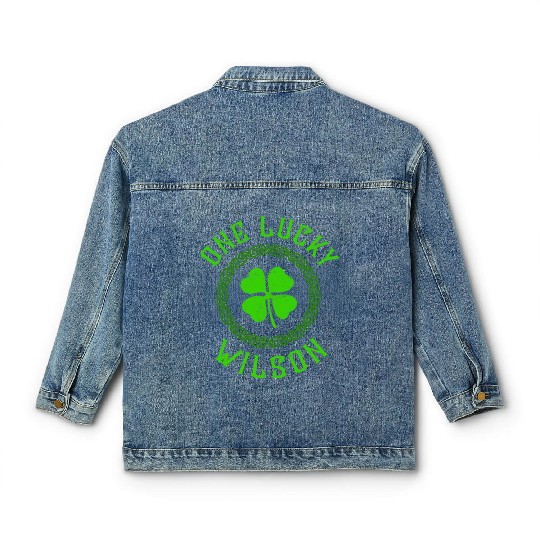 One Lucky Wilson Irish Family Four Leaf Clover Classic Women's Denim Jackets
