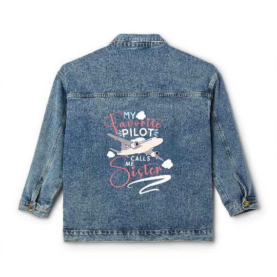 Pilot Aviation Airplane Airline Captain Aviator Classic Women's Denim Jackets