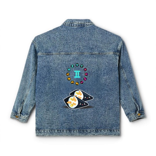 Japanese Sushi Funny Gemini Zodiac Sushi Lover Pun Classic Women's Denim Jackets