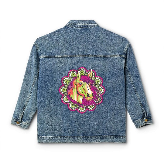 Horse Mandala Graphic Classic Women's Denim Jackets Horses Lover Gift Girl