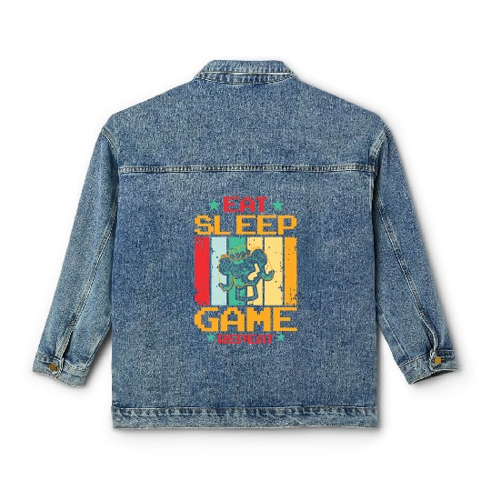 Eat Sleep Game Repeat | Video Game Console Gaming Classic Women's Denim Jackets
