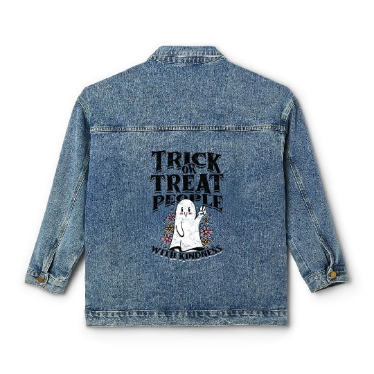 Trick or treat people with kindness - trick or Classic Women's Denim Jackets