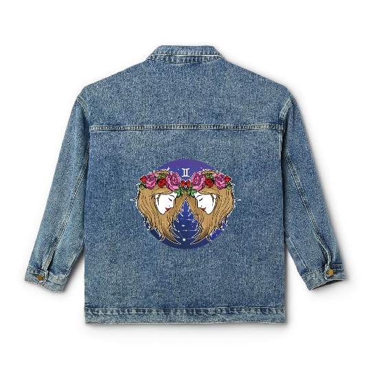 Gemini Zodiac Sign Illustration Art Classic Women's Denim Jackets