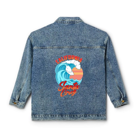 Santa Cruz California Waves Surf Beach Classic Women's Denim Jackets