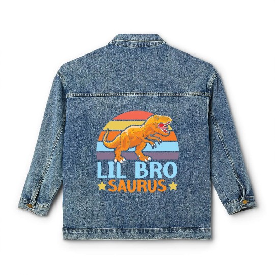 Lil Bro Saurus Best Bro Ever Brotherhood Dinosaur Classic Women's Denim Jackets