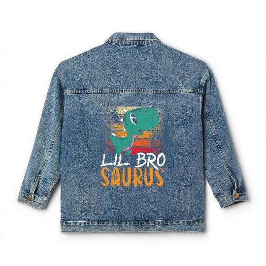 Lil Bro Saurus Best Bro Ever Brotherhood Dinosaur Classic Women's Denim Jackets