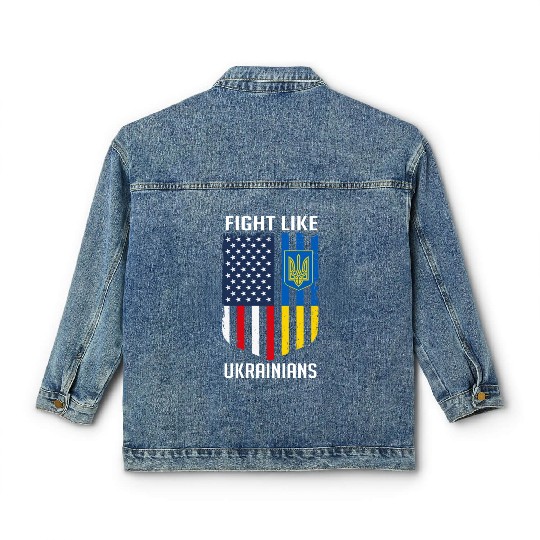 Fight Like Ukrainians Ukraine US Flag Classic Women's Denim Jackets