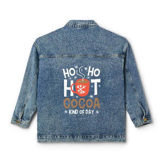 Christmas Funny Ho Ho Hot Cocoa Xmas Holiday Gift Classic Women's Denim Jackets