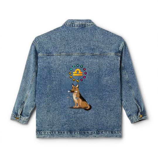 Funny Dog Lover Horoscope Libra Zodiac Sign Cool Classic Women's Denim Jackets