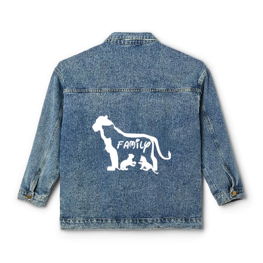 Lion Family White Classic Women's Denim Jackets